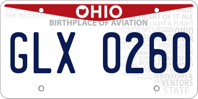 OH license plate GLX0260