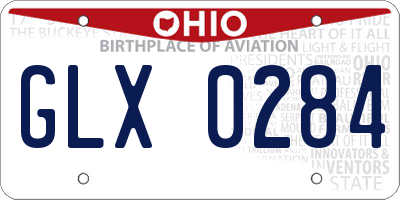 OH license plate GLX0284
