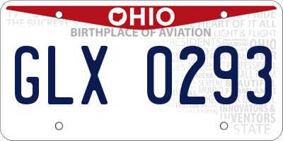 OH license plate GLX0293