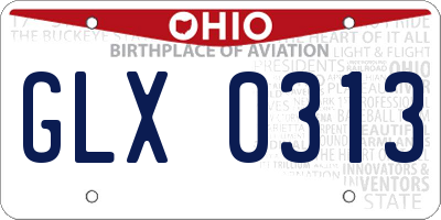 OH license plate GLX0313