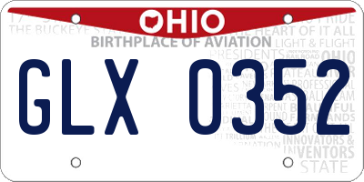 OH license plate GLX0352