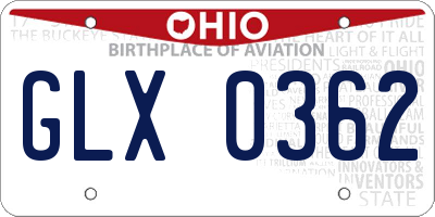 OH license plate GLX0362