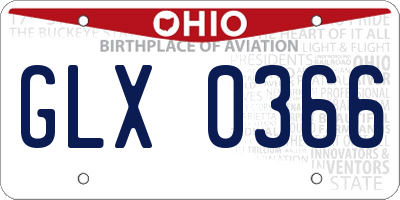 OH license plate GLX0366