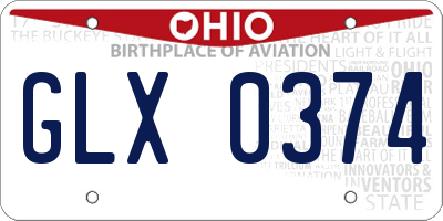 OH license plate GLX0374