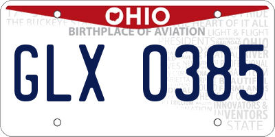 OH license plate GLX0385