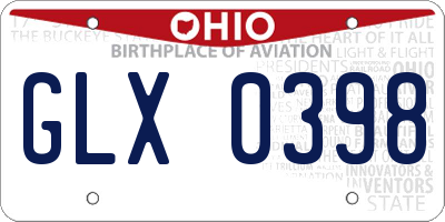 OH license plate GLX0398