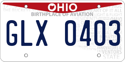 OH license plate GLX0403