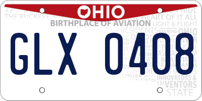 OH license plate GLX0408