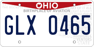 OH license plate GLX0465