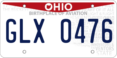 OH license plate GLX0476