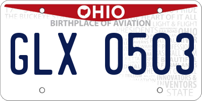 OH license plate GLX0503