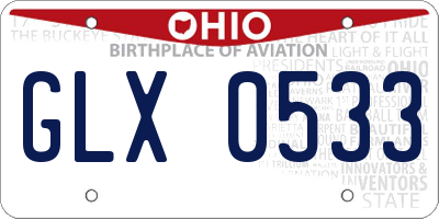 OH license plate GLX0533