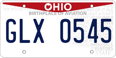 OH license plate GLX0545