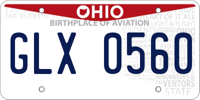 OH license plate GLX0560