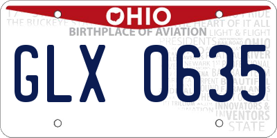 OH license plate GLX0635