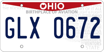 OH license plate GLX0672