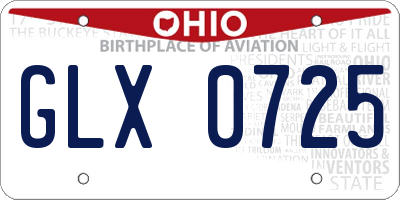OH license plate GLX0725