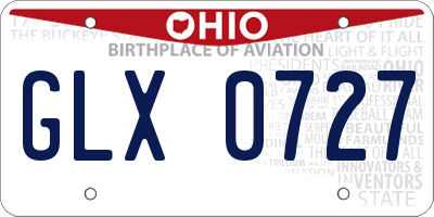 OH license plate GLX0727