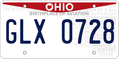 OH license plate GLX0728