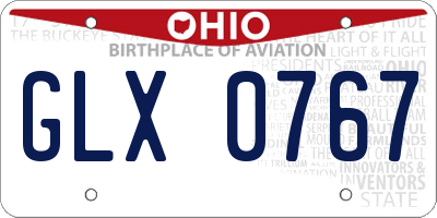 OH license plate GLX0767
