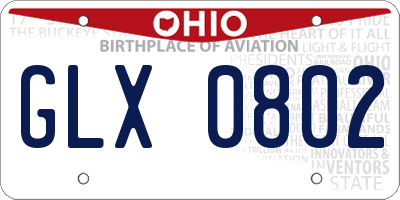 OH license plate GLX0802