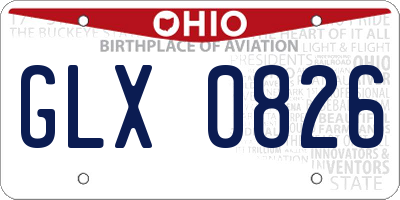 OH license plate GLX0826
