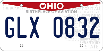 OH license plate GLX0832