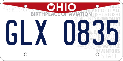 OH license plate GLX0835