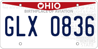 OH license plate GLX0836