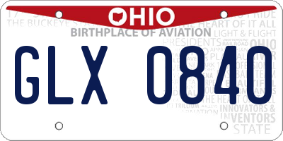 OH license plate GLX0840