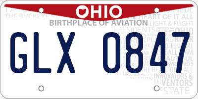 OH license plate GLX0847