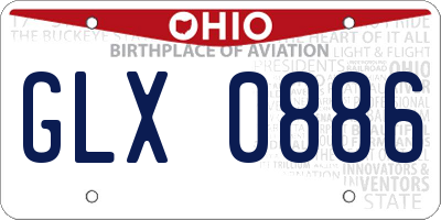 OH license plate GLX0886