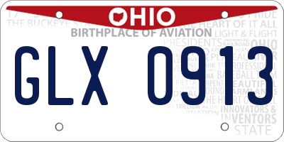 OH license plate GLX0913