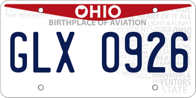 OH license plate GLX0926
