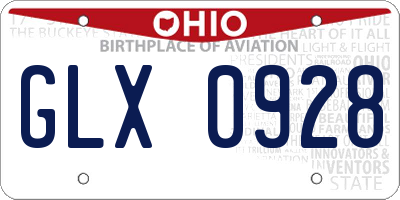 OH license plate GLX0928