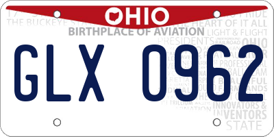OH license plate GLX0962