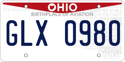OH license plate GLX0980