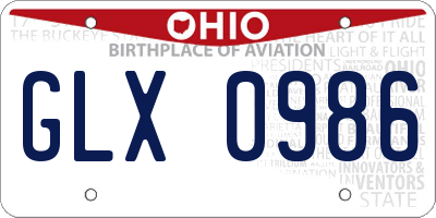 OH license plate GLX0986