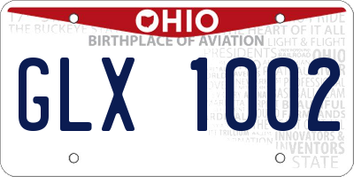 OH license plate GLX1002