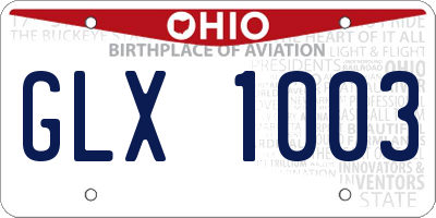 OH license plate GLX1003