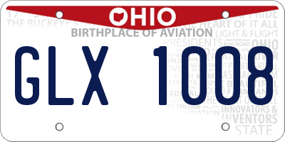 OH license plate GLX1008