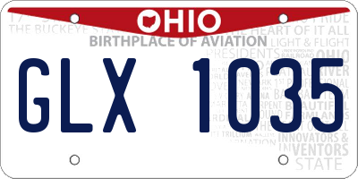 OH license plate GLX1035