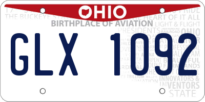 OH license plate GLX1092