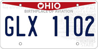 OH license plate GLX1102