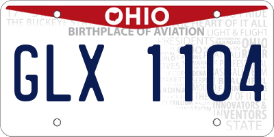 OH license plate GLX1104
