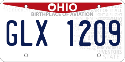 OH license plate GLX1209
