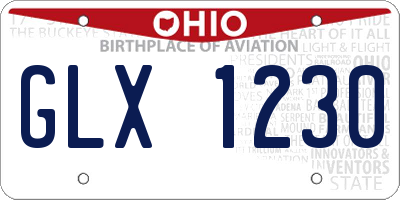 OH license plate GLX1230