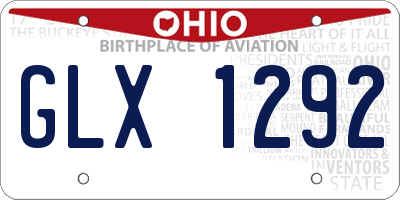 OH license plate GLX1292
