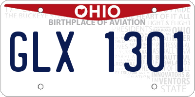 OH license plate GLX1301