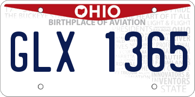 OH license plate GLX1365